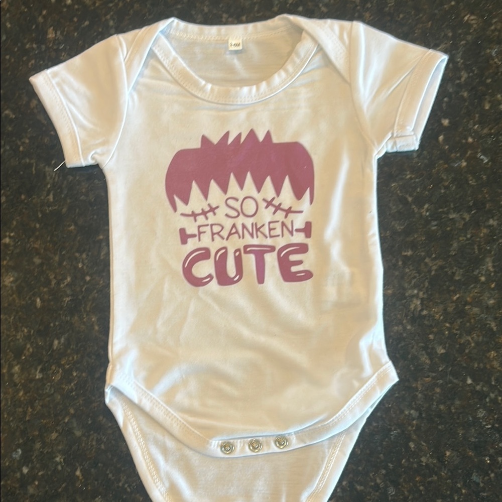 Cricut Purple and White One Piece Bodysuit with Playful Design